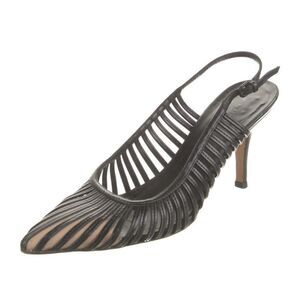 Gucci Authentic Leather Black Beige Cutout Cage Accent High Heels Pumps 7.5 B